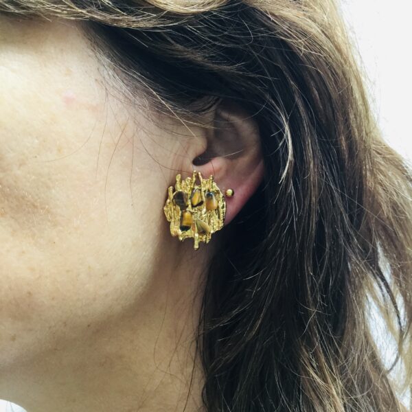 BerNice Vintage Haute Couture Runway 70-80’s FB jewellers Paris GoldPlated Clip earring