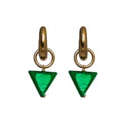 BerNice Earrings Gold creool and green 80014
